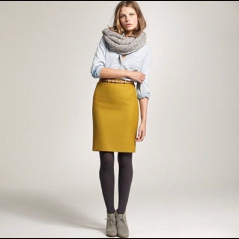 J. Crew Mustard Pencil Skirt